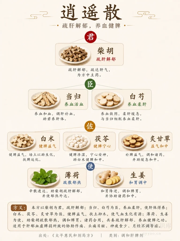 逍遥散 君臣佐使图
