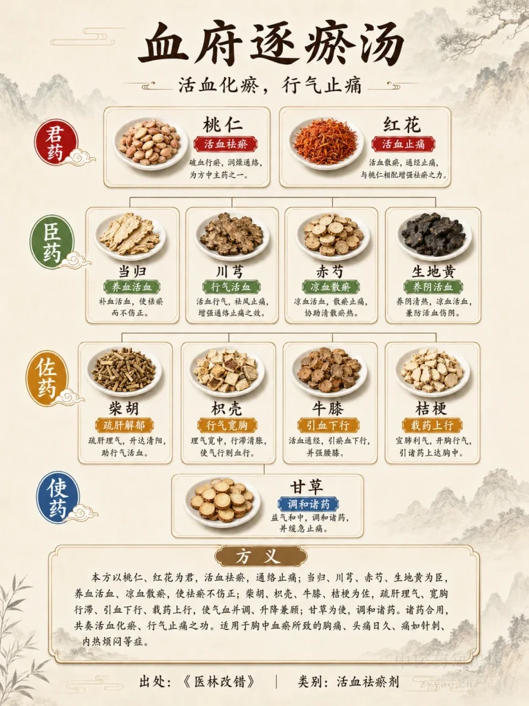 血府逐瘀汤 君臣佐使图