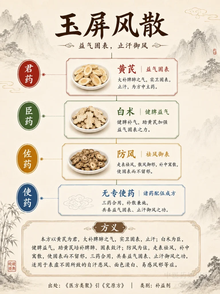 玉屏风散君臣佐使金字塔图