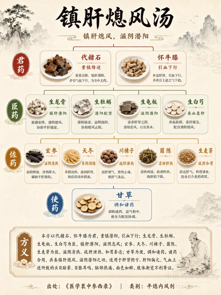 镇肝熄风汤 君臣佐使图