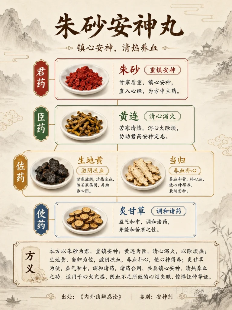朱砂安神丸 君臣佐使图