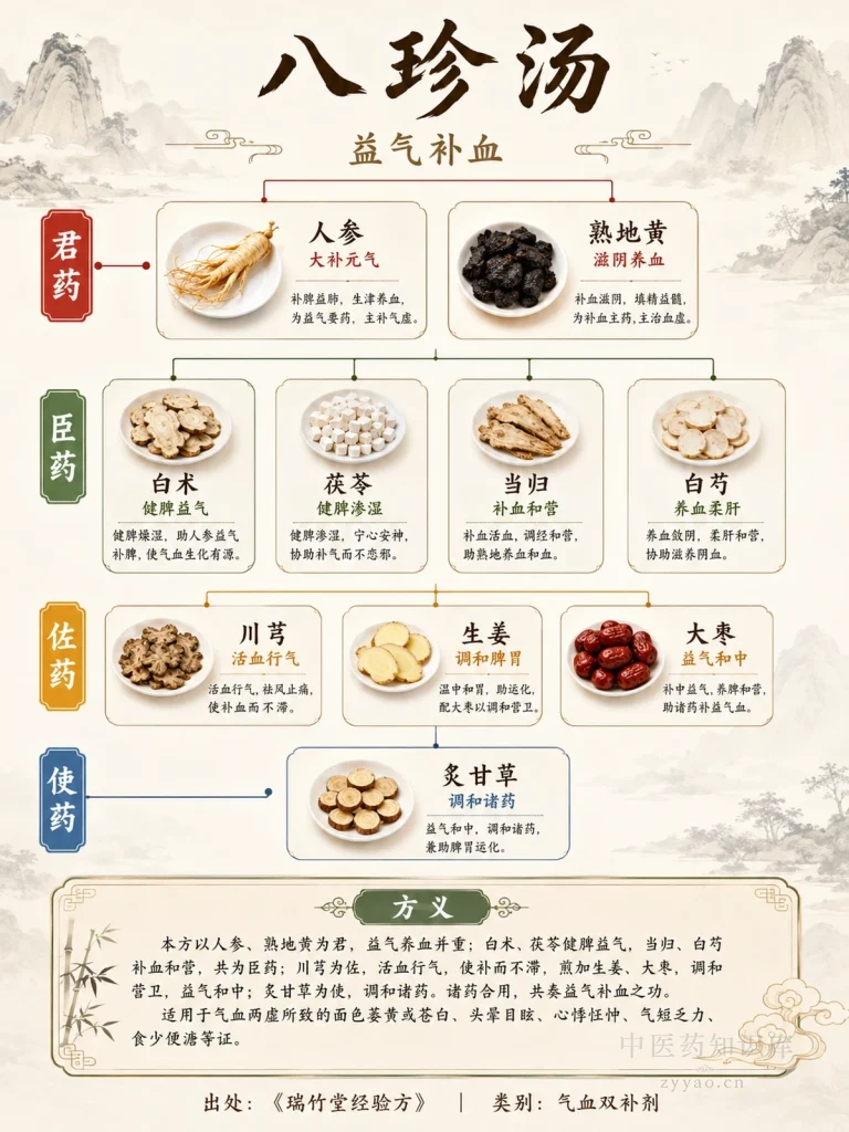 八珍汤 君臣佐使图