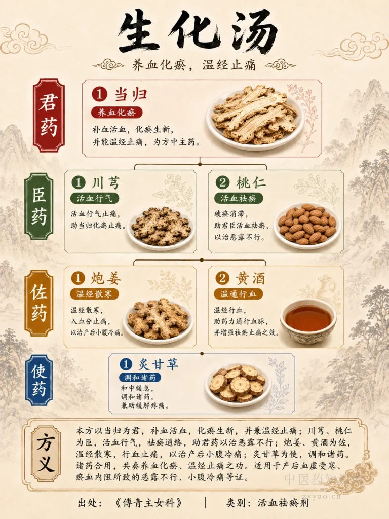 生化汤 君臣佐使图