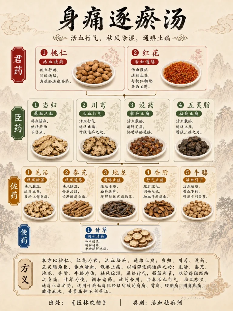 身痛逐瘀汤 君臣佐使图