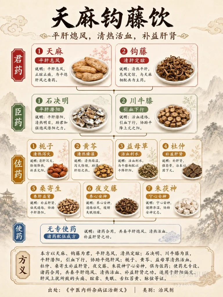 天麻钩藤饮 君臣佐使图