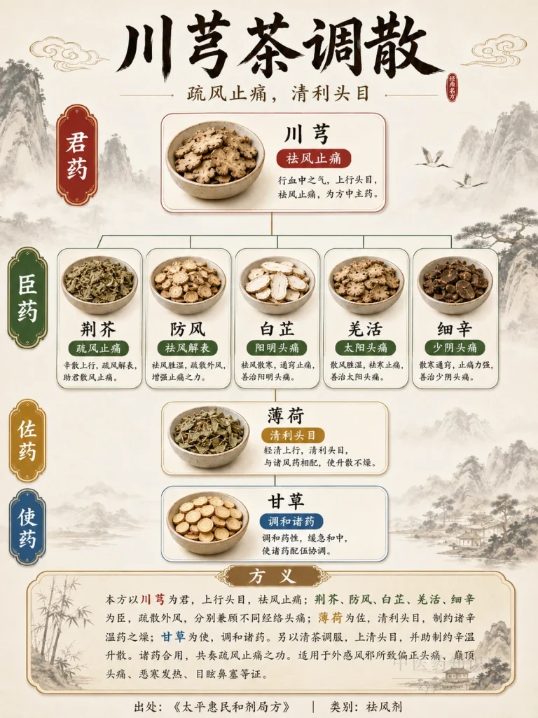 川芎茶调散 君臣佐使图