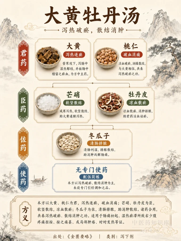 大黄牡丹汤 君臣佐使图