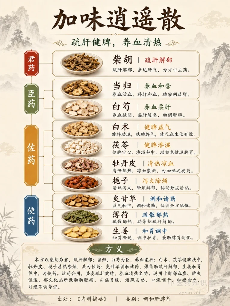 加味逍遥散 君臣佐使图
