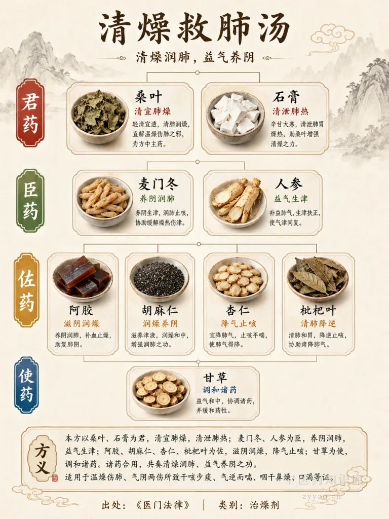清燥救肺汤 君臣佐使图