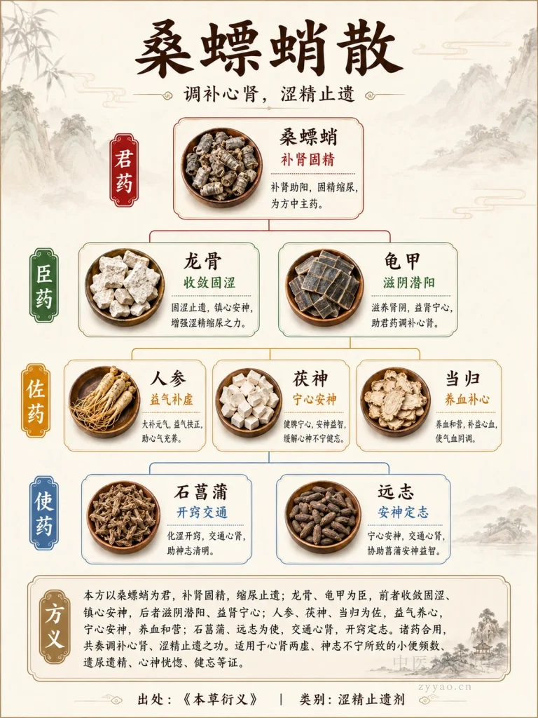 桑螵蛸散 君臣佐使图