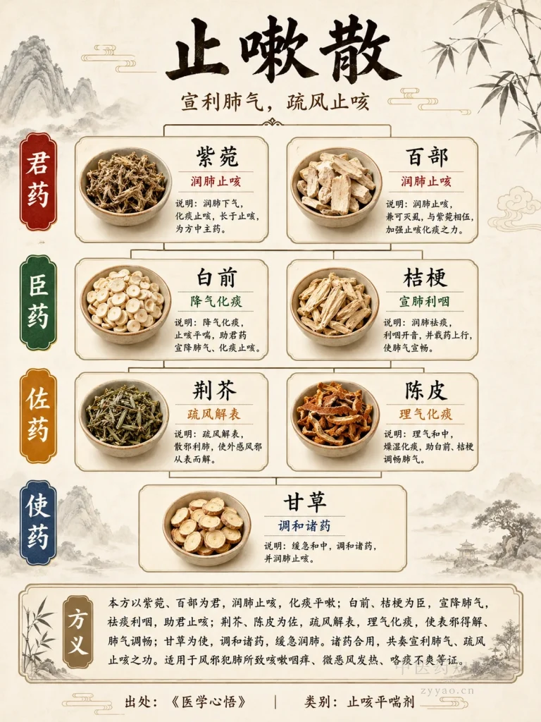 止嗽散 君臣佐使图