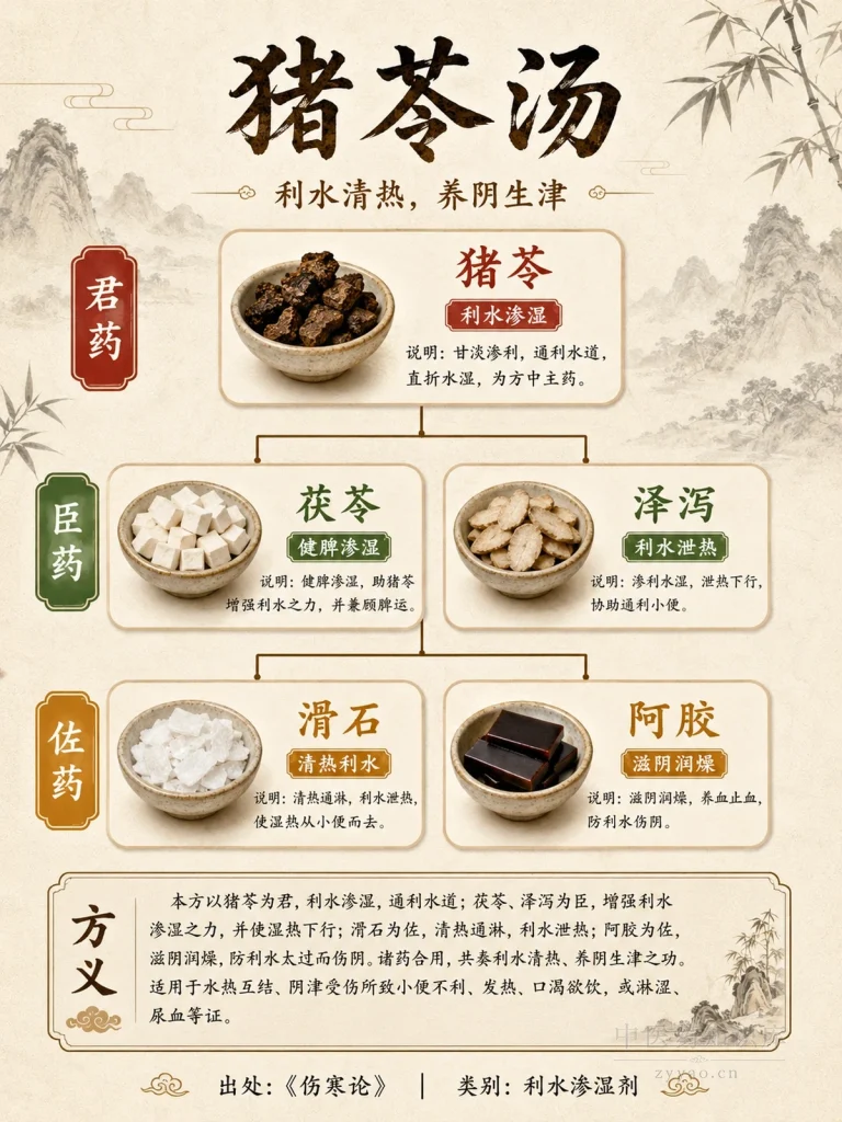 猪苓汤 君臣佐使图