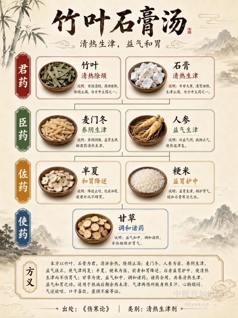 竹叶石膏汤 君臣佐使图