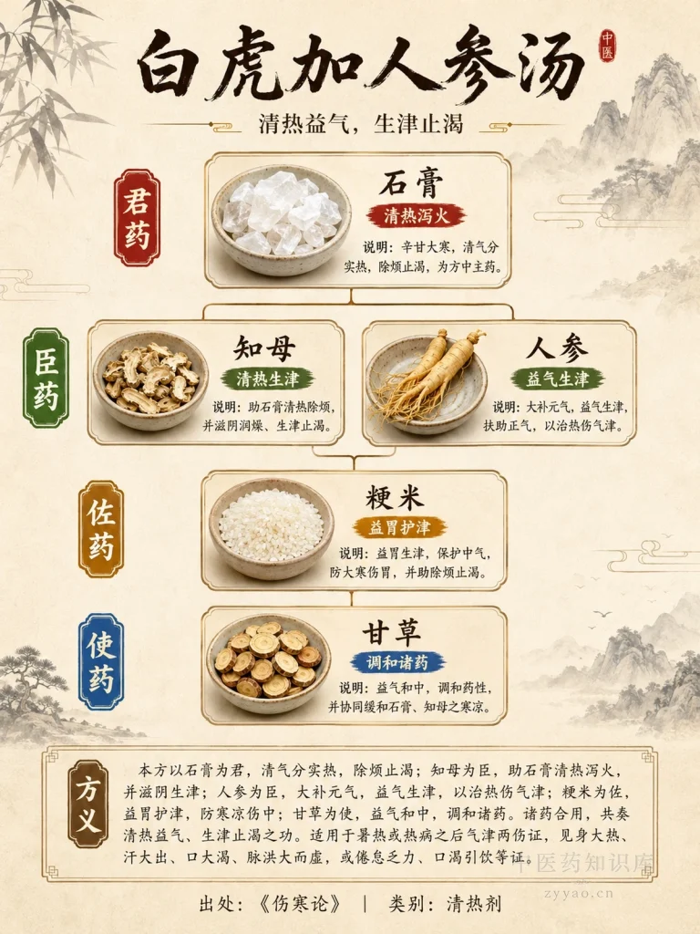 白虎加人参汤 君臣佐使图