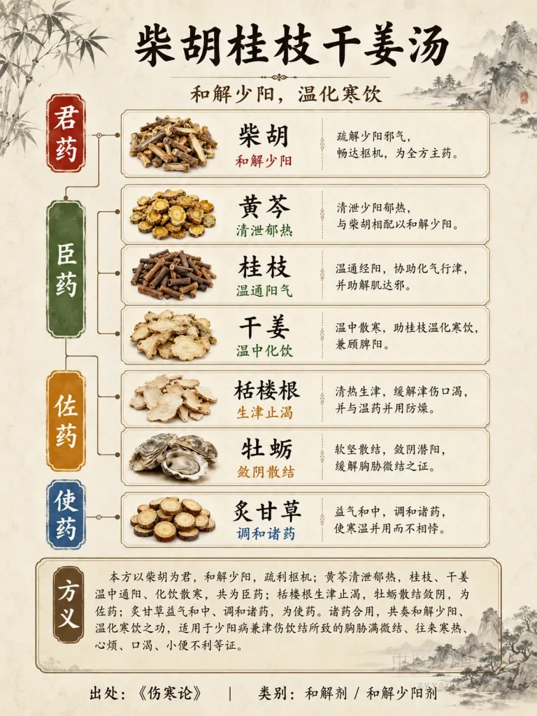 柴胡桂枝干姜汤 君臣佐使图