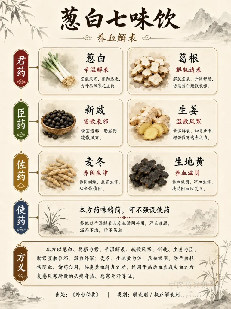 葱白七味饮君臣佐使金字塔图