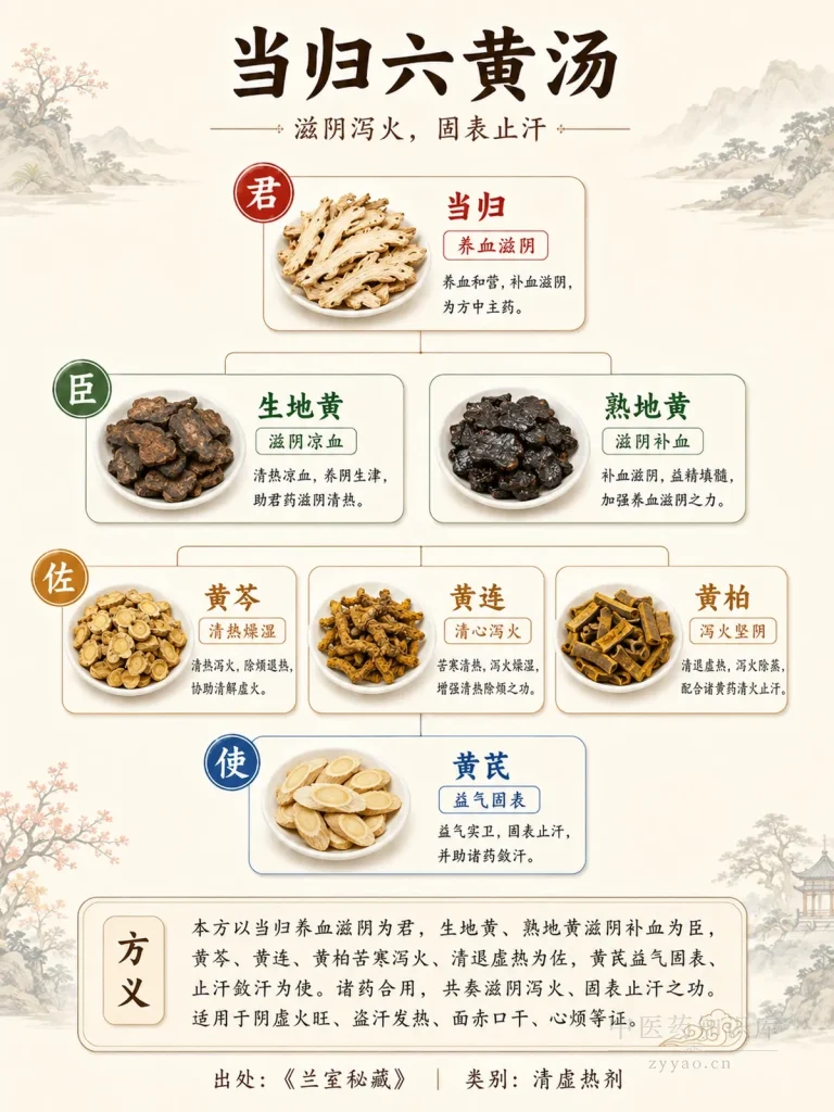 当归六黄汤 君臣佐使图