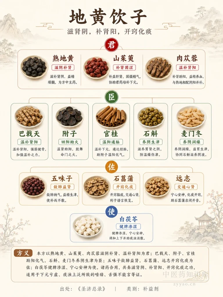 地黄饮(地黄饮子) 君臣佐使图